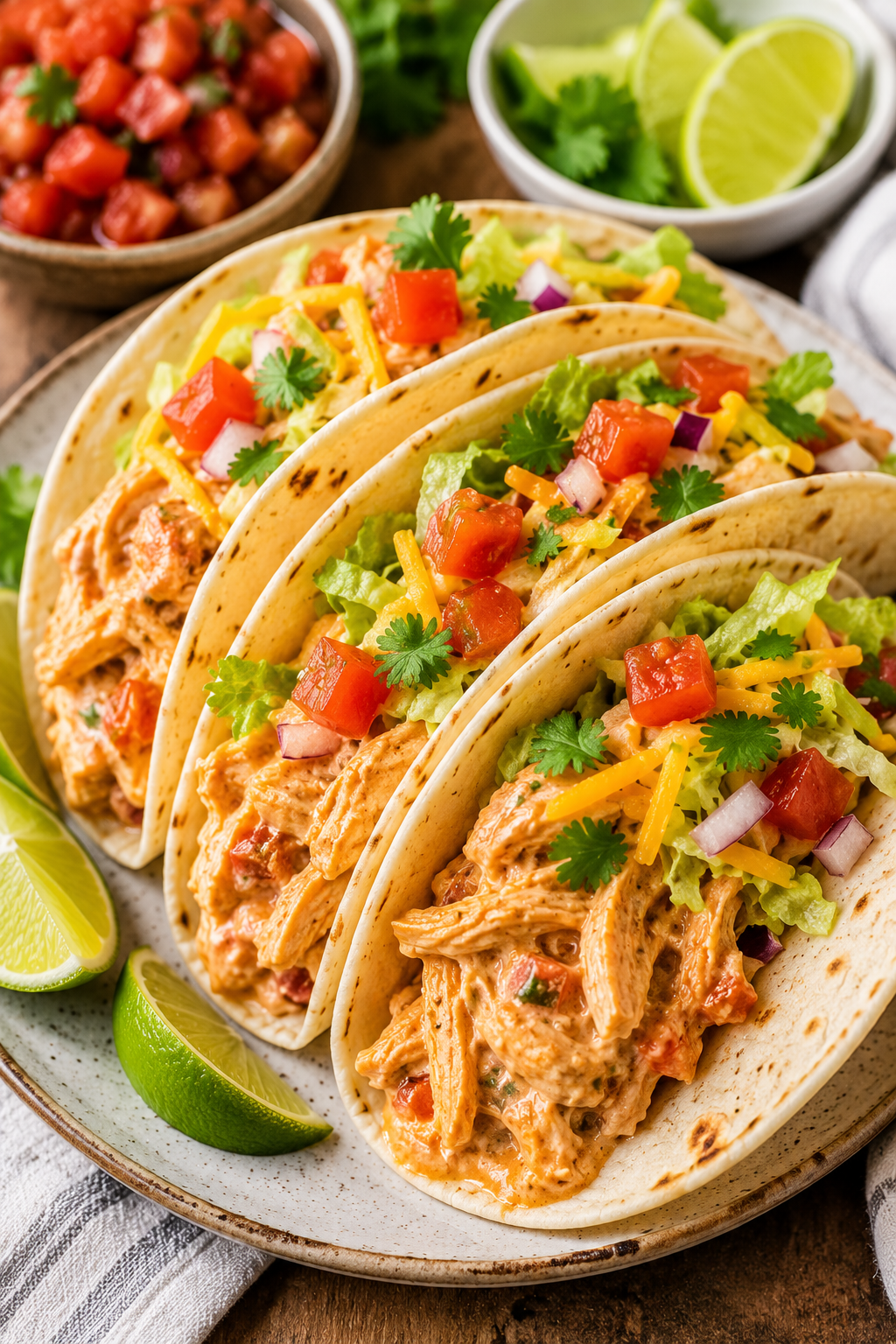 Creamy Salsa Chicken Tacos