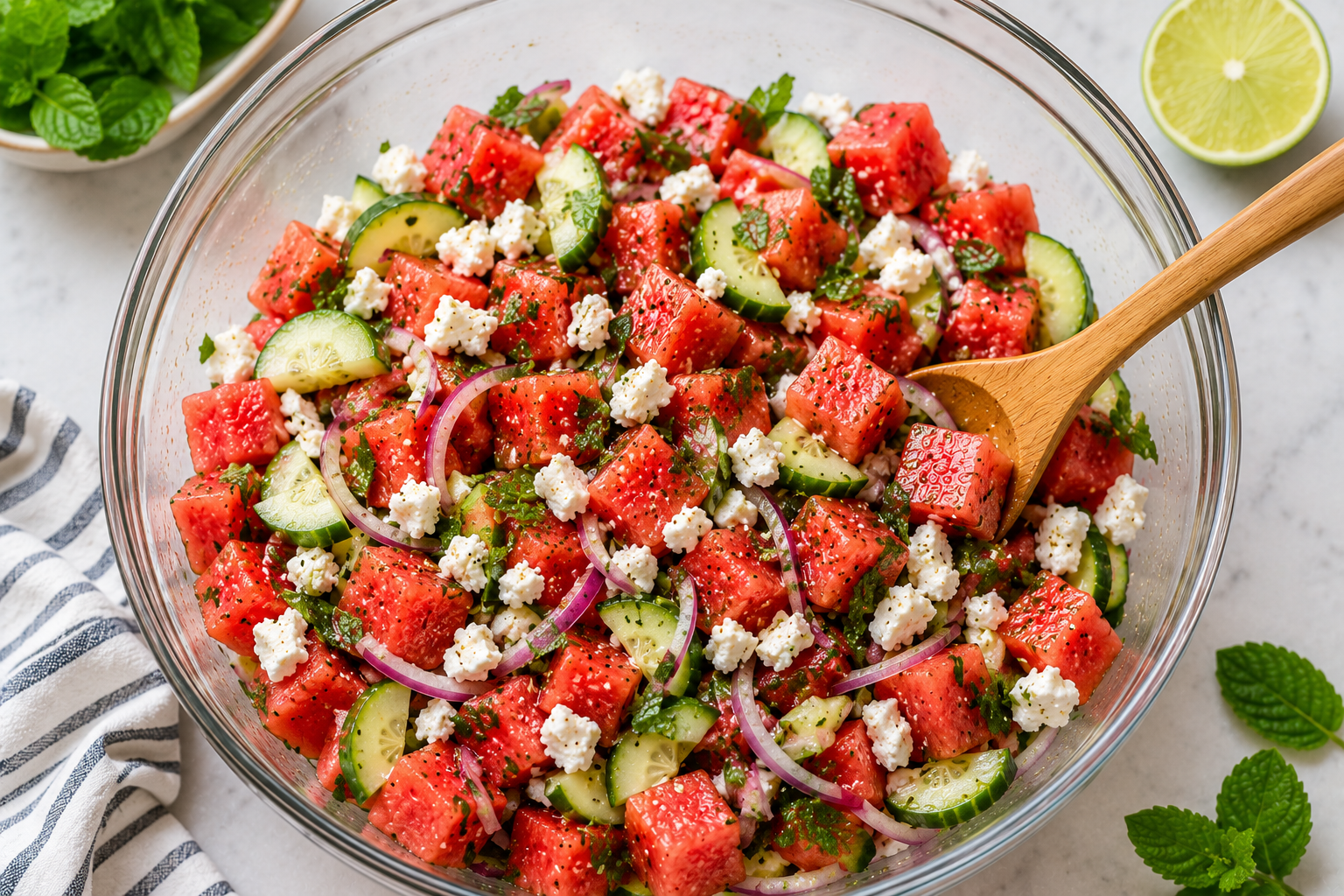 Watermelon Feta Mint Salad