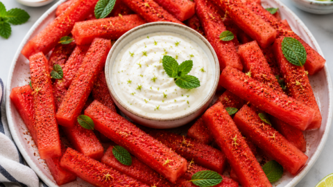 Easy Watermelon Fries with Creamy Coconut Lime Dip