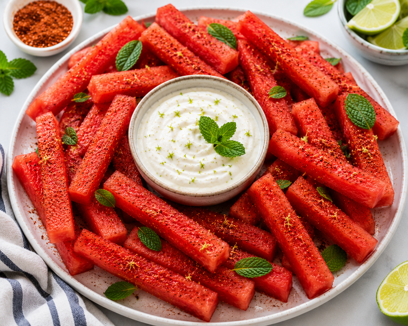 Easy Watermelon Fries with Creamy Coconut Lime Dip