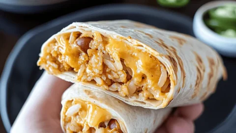 Cheesy Bean and Rice Burritos Recipe