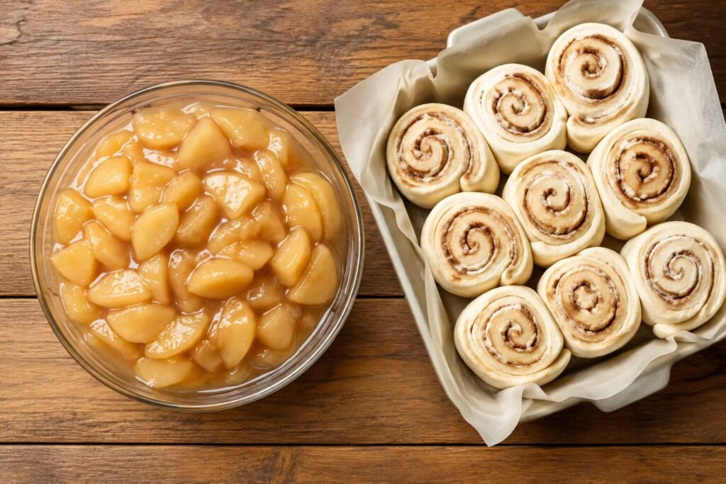 2-Ingredient Cinnamon Roll Apple Cobbler Recipe Ingredients