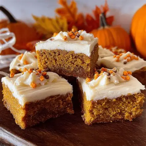 Pumpkin Bars with cream cheese frosting