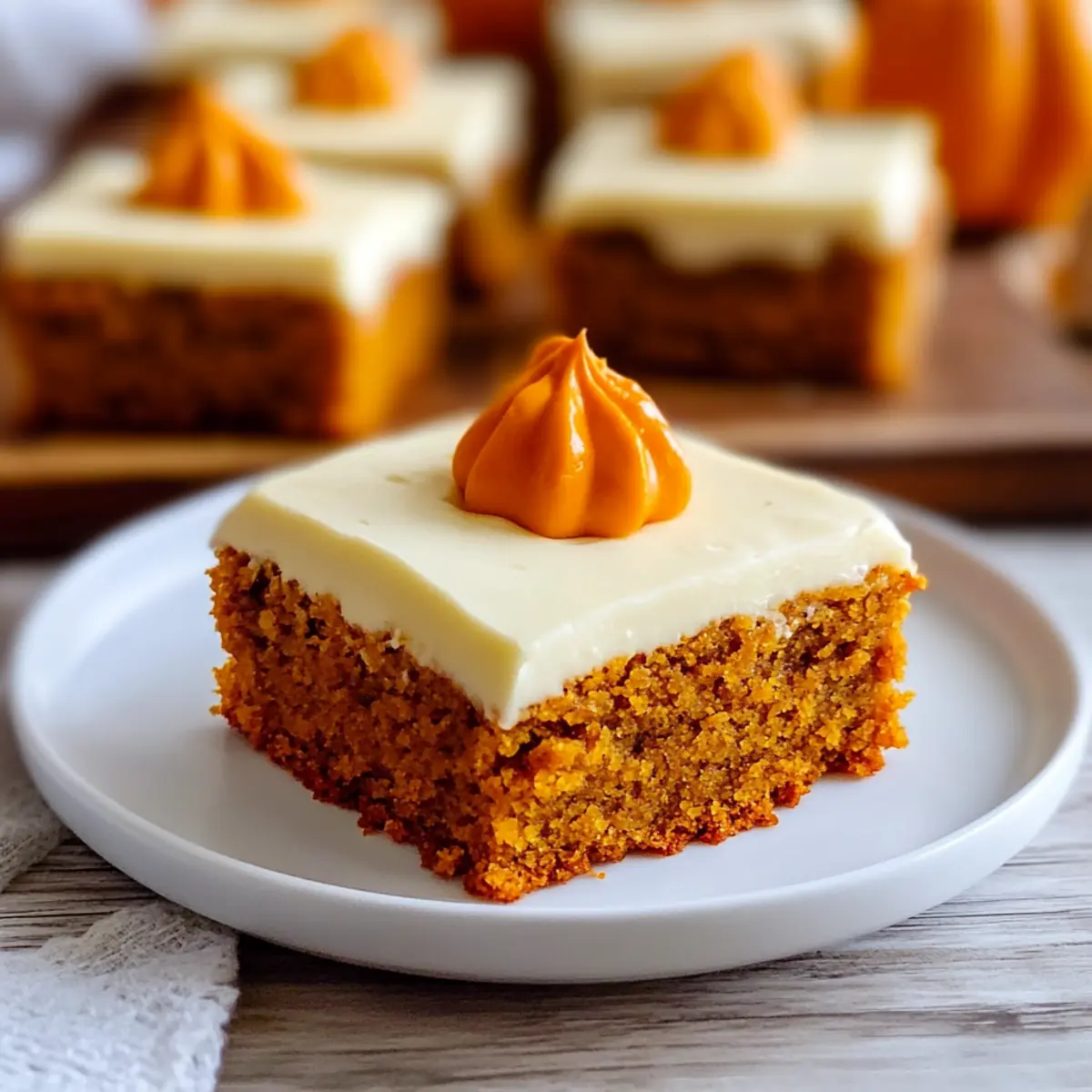 Pumpkin Bars with cream cheese frosting