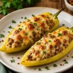 Stuffed Banana Peppers Recipe with Sausage & Cheese