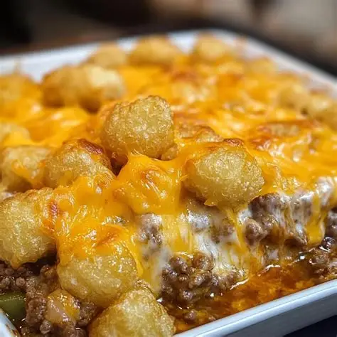 Easy & Cheesy Tater Tot Casserole with Ground Beef Recipe