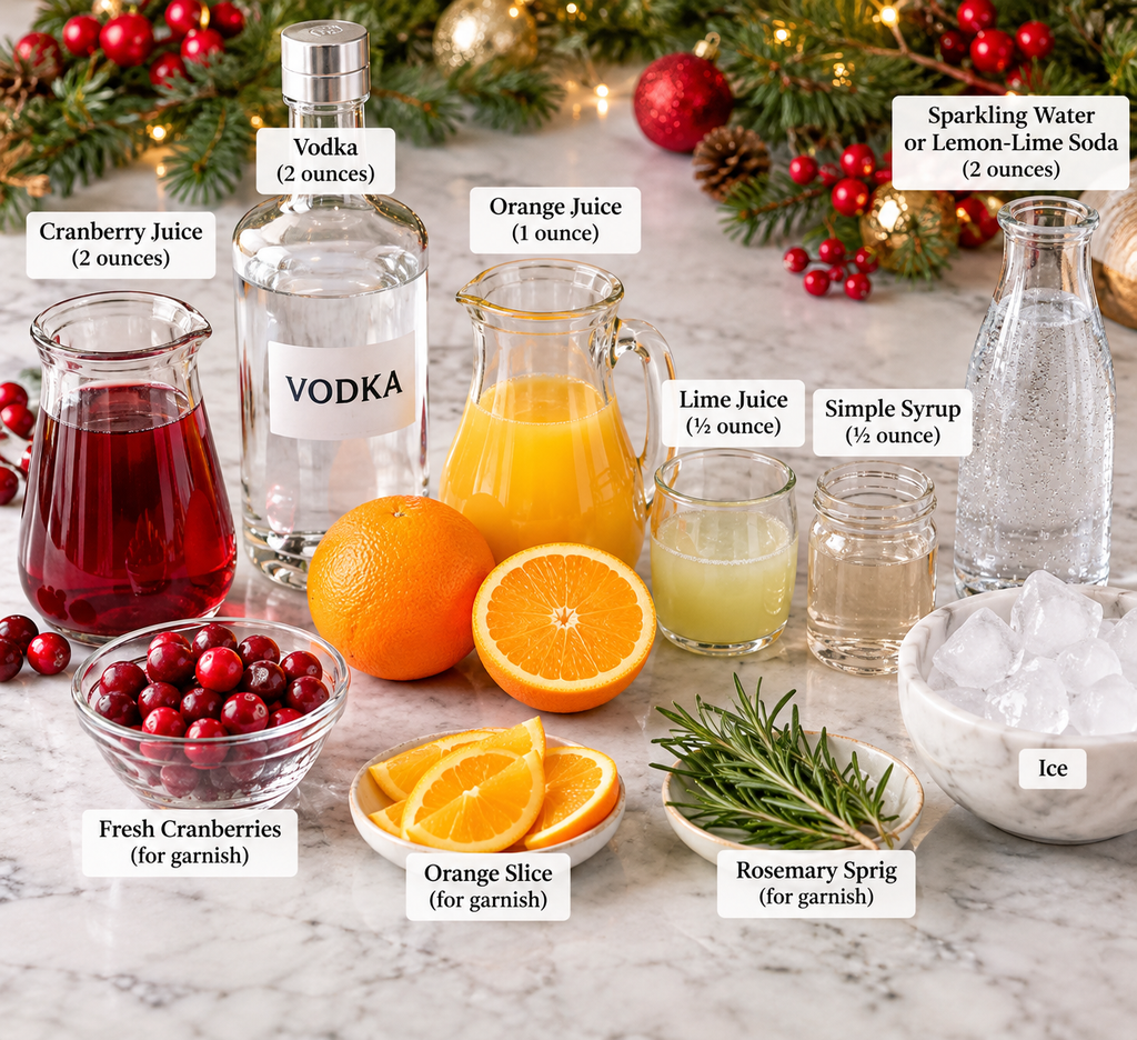Christmas Vodka Cocktail ingredients