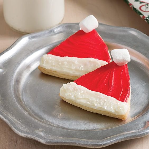 Santa Hat Sugar Cookies