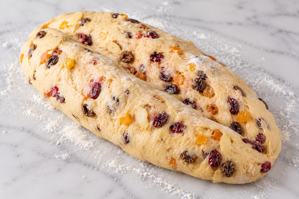 Unbaked Fruit-Stuffed Christmas Stollen Dough